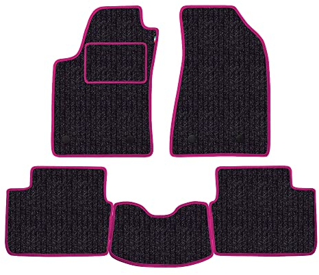 Fußmatten-Set für Mercedes Klasse E W212 Baujahr 2009 bis 2016 in Teppich Made in Italy in Anthrazit c/Rand Fuchsia