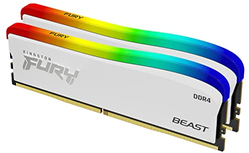 Kingston FURY Beast Bianco RGB Special Edition 32GB 3600MT/s DDR4 CL18 DIMM Memoria para Memoria per Computer, Kit de 2, KF436C18BWAK2/32