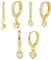 Creolen Ohrringe mit Anhänger für Damen, 3 Paar Gold Hängende Creolen Ohrringe mit Stern Mond Zirkonia, Gold Ohrringe Set Schmuck für Frauen Damen