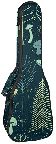Ukulele-Tasche, Waldbaum, Pilz, Ukulele, für Sopran, Tenor, Konzert, 58,9 cm, 10 mm dick, weich gepolstert, verstellbare Träger, Gigbag