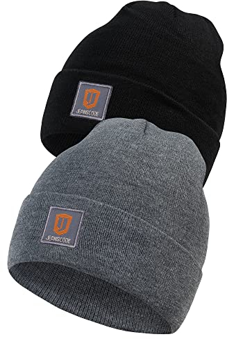 Indicode Herren Vulcano 2er-Pack Winter Mütze | Wintermütze Strickmütze Beanie Lt Grey Mix/Black, OS