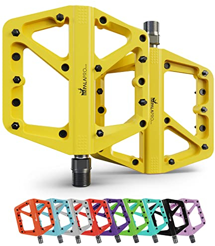 IMPALAPRO Bike Pedalen Fahrrad Aus Nylon rutschfest Breites Plattform - Fahrradpedal 9/16 Zoll Bearing Wasserdicht Anti-Staub Mountainbike Pedale Gravel Bike Rennrad Pedale (gelb)