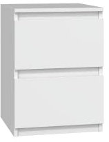 Oggi Mesita de Noche con Dos Cajones 30x40x30 cm Minimalista Moderna de Tablero Laminado de 16 mm Diseño Salón Dormitorio Pasillo Sin Tiradores Blanco