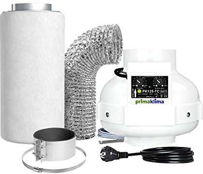 GrowPRO Lüftungsset 400m3/h AC Budget Temperaturgesteuert inkl. Aktivkohlefilter und Zubehör