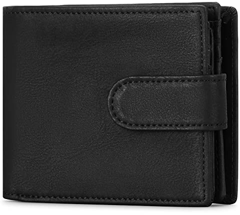 GAEKEAO Herren Geldbörse aus echtem Leder mit RFID-Schutz, Bifold Wallet, Geldbörse für Herren mit Münzfach und Reißverschluss
