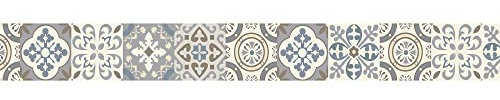 Frise adhésive décorative autocollante, frise adhésive borgatella carreaux de ciment style ancien, 10 cm X 300 cm