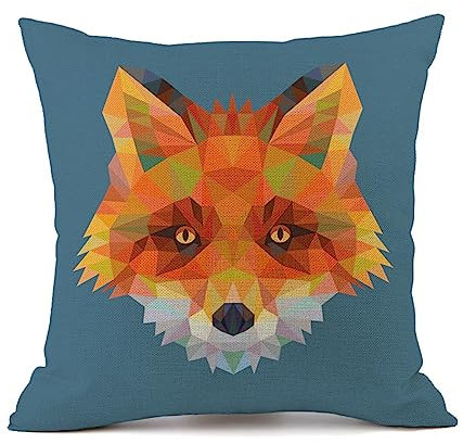 Kissenbezug 45x45 Fuchs Sofakissen Baumwoll und Leinen Dekokissen Quadrat Kissenbezüge mit Reißverschluss Outdoor Kissen- für Wohnzimmer Auto Schlafzimmer