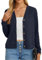 GRECERELLE Women's Crop Cardigan Summer Long Sleeve V-Neck Button Down Knit Lightweight Outerwear Shrug Shawl Bolero Cardigans for Ladies (Navy Blue, XL)