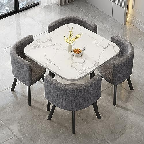 Esstisch Set, Bürotisch- und Stuhl Set, kleiner Konferenztisch, Küchen- und Esstisch, Couchtisch- und Stuhlset, moderne Möbel, Verhandlungstisch, Empfangstisch und Büro mit vier Stühlen ( Color : Gray