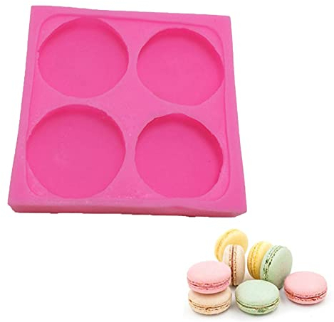 SenhE Macaron Hamburger Baking Molds Macarons Mold Mat,3D Macaroon Silicone Mold for Fondant Macaron Silicone Moulds for Fondant Muffin Molds, Cake,Cupcake Decorating, Chocolate, Candy (4-Cavity)