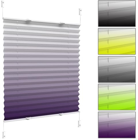 Plissee Ohne Bohren Klemmfix 40 x 90 cm Rollo Plise Plisee Plisse, Faltrollos, Rollo Für Fenster 60 Sekunden Plisseerollo Montage für Fenster & Tür, Lila