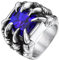 Bestyle Dragon Claw Retro Ring mit Stein Blau Quadrat Zirkonia Bandring Gothic Biker Drachen Herrenring aus Edelstahl Vintage Punk Schmuck für Männer Damen, Silber, Ringgröße 57