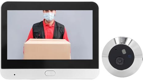 Cámara de Mirilla para Puerta de Apartamento, 1080P WiFi Visor de Mirilla de Puerta Cámara de Vídeo con Timbre con Monitor para, Pantalla LCD de 4,3 Pulgadas Detección de