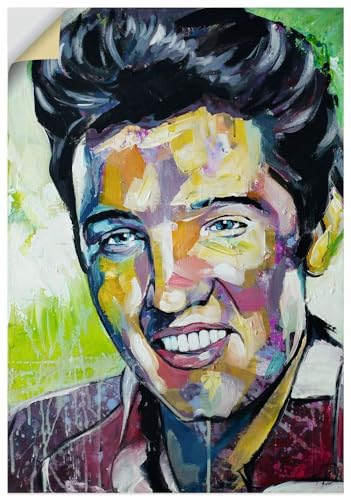 ARTland Wandbild selbstklebende Vinylfolie 50x70 cm Wandtattoo Legende Portrait Farbe Elvis King of Rock n Roll Musik Star U5BQ