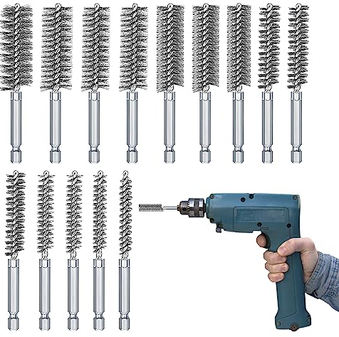 14 Stück Drahtbürste Bohrmaschine: Stahlbürste Loch-Drahtbürsten Durchmesser 8/9/10/11/12/13/14/15/16/17/19/20/22/25mm, Zylinder-Drahtbürste Delstahl-Lochbürst Wire Brush