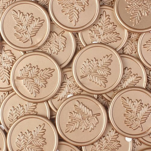 JAGERGREEN 48 Stück Goldene Wachssiegel Selbstklebend mit Olivenzweig Mustern, Siegelwachs Aufkleber für Einladungen, Sticker für Hochzeit, Briefumschläge, Geburtstage, Geschenkverpackungen, DIY