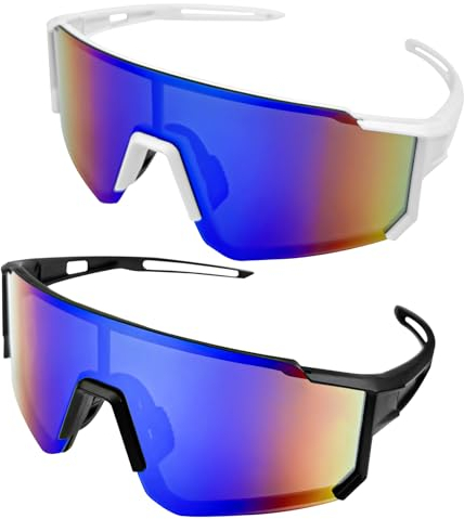 Ghazpmuk 2 Stück Sport Sonnenbrille, Polarisiert Fahrradbrille, Sportbrille, Rennrad Radbrille, UV400 Schutz Radsportbrillen, Schnelle Brille, Laufbrille für Outdooraktivitäten Wie Radfahren Fischen