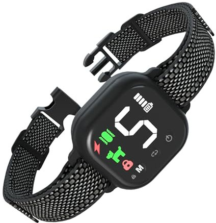 Collier Anti Aboiement Chien Automatique,Anti-aboiement Intelligent,3 Modes Son/Vibration/Choc Statique,8 Niveaux de Sensibilité,Étanche et Rechargeable pour Gros Petit Chiens,Noir