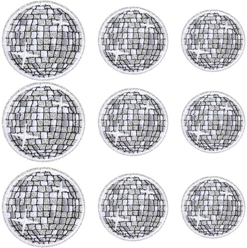 SmallCat 9 PCS Disco Ball Iron on Patches, Western Iron on Patches, Iron on Patches for Clothes, Backpack