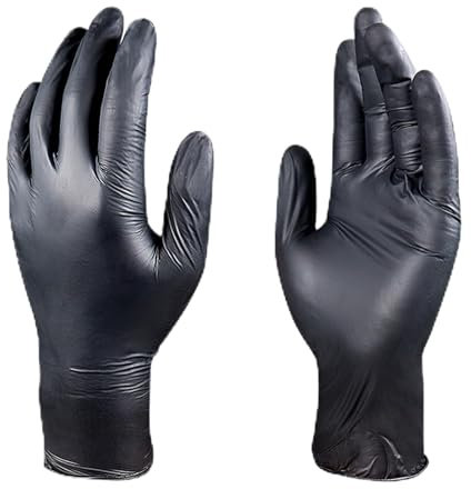 100 guanti usa e getta in silicone nero, spessi, durevoli e resistenti agli alcali, versatili, QFM553 (nero, taglia unica)