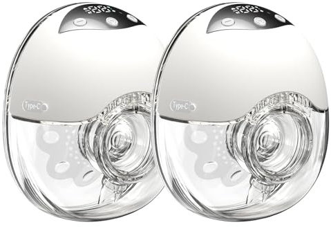 LAMSUET Hands-Free Breast Pump, Strong Suction Wearable Breast Pump with 4 Modes & 12 Levels (White, 2 Pack)