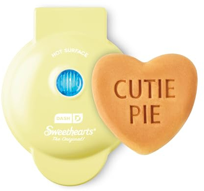Dash & Sweethearts® Mini Waffle Maker- Mini Machine for Creative Homemade Treats - Nonstick Iron with Unique Print Design - Stylish Waffle Machine - Cutie Pie Yellow