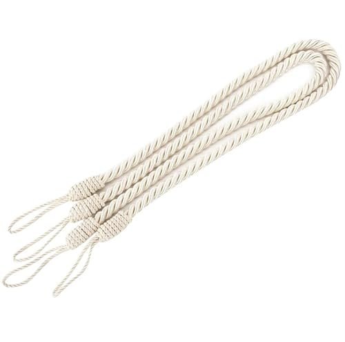 YXINAER Rope Curtain Tie Backs 2Pcs Curtain Rope Buckle Large Rope Cotton Drape Tie Backs Holdbacks Tieback Twisted Rope(White)