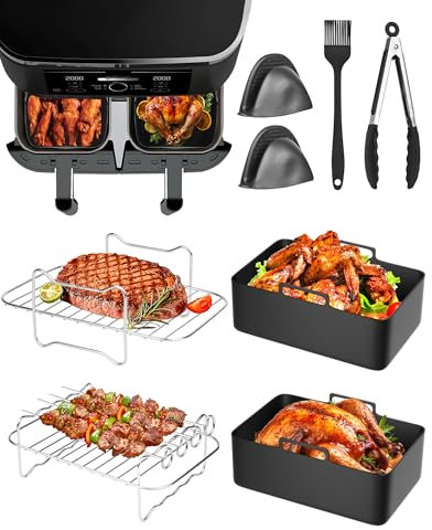 8tlg. Heißluftfritteuse Zubehör Airfryer Zubehör für Ninja Foodi AF300EU AF400EU AF451EU, Zubehör AF400 Dual Zone Airfryer Accessories für Innsky Princess Emerio 7,6L-9,5L Air Fryer Accessories