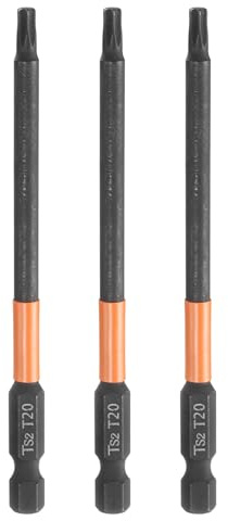 QUARKZMAN 3 Stück T20 Torx Bit Schraubendreher Bit Set 100mm lang 1/4 Magnetisch Sechskantschaft Ohne Loch Hex Sechskant Schraubendreher Bohrer S2 Stahl Bitsatz für Akkuschrauber Werkzeug