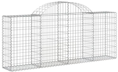 Gabionen mit Hochbogen 5 STK. 200x30x80/100 cm - Verzinktes Eisen für Gartenpflege | Robust & Langlebig | Ideale Gartengestaltung