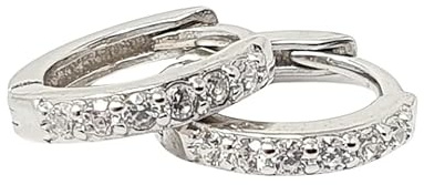 Diamond April Birthstone Small Silver Huggie Hoops