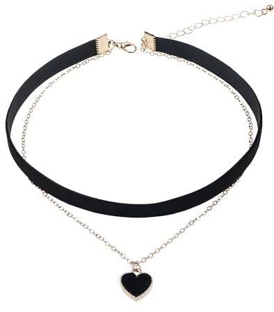 Gusruvti Choker Schwarz Halskette Damen Gothic Samt Choker Kette Halsband | Schwarz Retro Verstellbarer Schnalle Halskette Für Damen Mädchen Halloween Weihnachten 90er Deko Braut Joker Kette Collar
