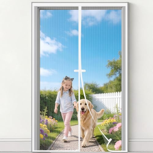 Zanzariera Magnetica 85x240 cm, Zanzariera Porta Finestra Tenda Bianco, Zanzariere Magnetiche Balcone, Anti Zanzare Insetti, Chiusura Magnetica Automatica, Protezione completa per vita domestica