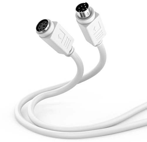 MEIRIYFA PS/2 - Cavo di prolunga per mouse e tastiera, 30 AWG, mini DIN a 6 pin, maschio a femmina, cavo di prolunga per computer, PC, tastiera, mouse, KVM (bianco, 5 m)