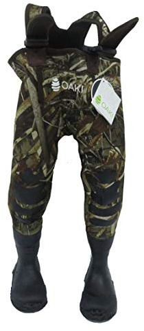 OAKI Oakiwear Kid’s Neoprene Waders – Waterproof Fishing & Outdoor Waders for Kids, Durable Knee-Print Design, Realtree Max-5 Camo, Size 6/7 Shoe Size 1Y Neoprene Waders