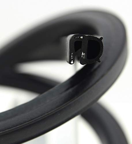 SMI-Dichtungsprofil DS15 für 1-2mm EPDM Moosgummi/Vollgummi mit Stahleinlage selbstklemmend ohne Kleber - Kantenschutz mit Dichtung seitlich, Kantenschutzdichtprofil für Auto, Kofferraum (1 m)