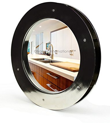 Deep Flange Nickel Premium Aluminum Premium Nautical Porthole Window With A Transparent Glass | Kitchen Home Decor Porthole Window | Nagina International (Nickel, 20 Inches)