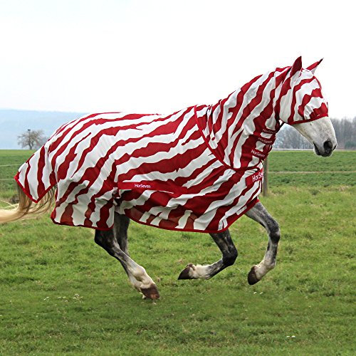 Bucas Buzz Off Full Neck by HorSeven - Zebra Red/White - Fliegendecke