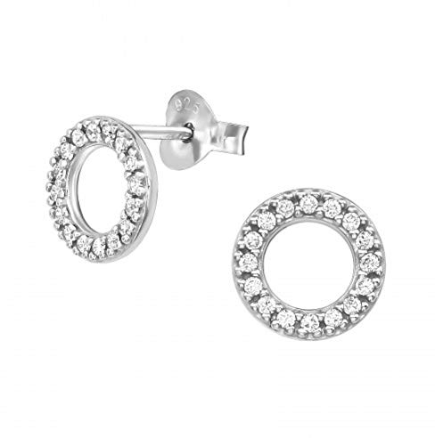 Laimons Damen-Ohrstecker Damenschmuck Kreis glanz Zirkonia Sterling Silber 925