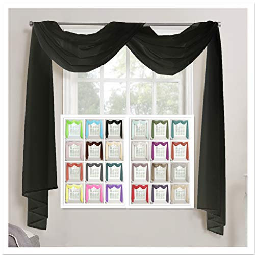 Megachest, maßgeschneiderter Voile-Querbehang, 26 Farben zur Auswahl, Voile Polyester, Schwarz , 57X197(145cmX500cm)