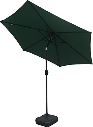 Schallen 2.7m UV50 Leaning Sun Umbrella Parasol with Winding Crank & Tilt Function for Outdoor, Garden and Patio (Green)
