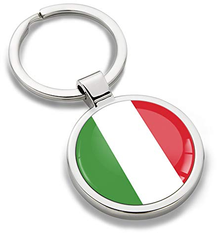 Biomar Labs® Schlüsselanhänger Metall Keyring Autoschlüssel Geschenk Metall-Schlüsselanhänger Schlüsselbund Edelstahl Italy Italien Italia Flagge KK 187