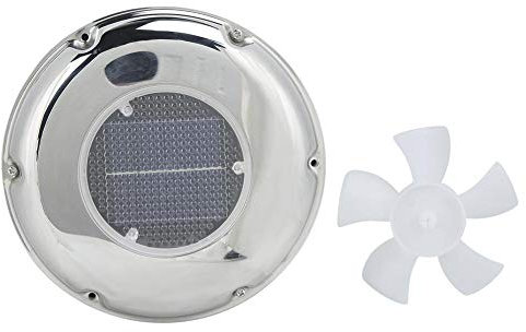 Qiilu Boat Vent Fan,Stainless Steel Boat Exhaust Fan Solar Powered Ventilation Vent Fan