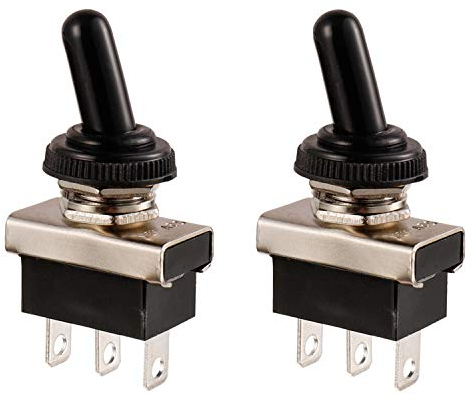 BOJACK KN3 (D) -102 Interruptor de palanca SPDT ON-ON 3 Terminal pin 12 VDC 25 A con tapa impermeable (paquete de 2 piezas)