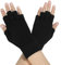 ZLYC Damen Wolle Halbfinger Handschuhe Winter Stricken Fingerlose Handschuhe (Einfarbig Schwarz),Einheitsgröße