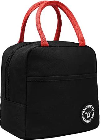unycos - 7L Kühltasche, Lunch Bag, Thermotasche mit Folienfutter, Lunchtasche Isoliert, Regenjacke, Leichte, Einfache Reinigung, Lunchbox Tragbar, Tasche Arbeit Reisen Büro Picknick (Schwarz)