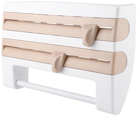 Wandrollenhalter, Küchenrollenhalter Wand Küchenabroller 3 Fach Küchenwandregal Papierrollenhalter Praktischen Schneidabroller Küchenrolle Alufolie Küchenregal mit Scharfen Klingen