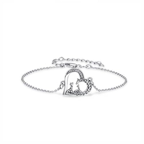 PRAYMOS Collier avec pendentif girafe en argent sterling - Pendentif en forme de cœur - Pour femme et fille - Cadeau pour mère et fille, m, Argent sterling, Zircone cubique