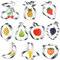 wonmon 10-teiliges Obst-Ausstechformen-Set aus Edelstahl, Obstform, Ausstechformen für Ananas, Erdbeere, Birne, Zitrone, Apfel, Traube, Pfirsich, Banane, Kirschmuster, Ausstechformen