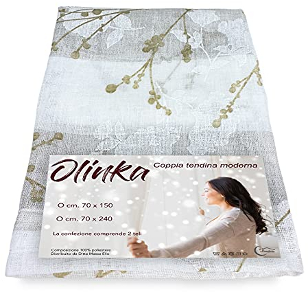 Tex Family 1 Paar Scheibengardine Olinka Ecru' mit Lurex - Paar (2 Stück) 70 x 240 cm